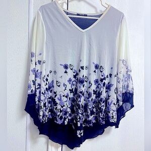 Large Ruffle Sleeve V Neck Mesh Blouse Elastic Loose Flowy Tunic Tops